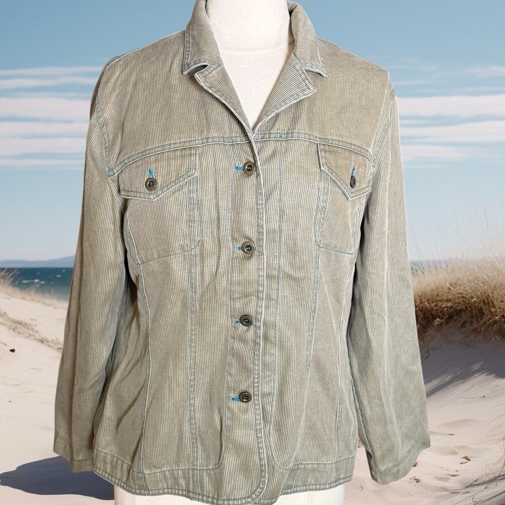 Democracy Light Army Green Utility Jacket‎ Sz L Women Tercel USA made Minimalist